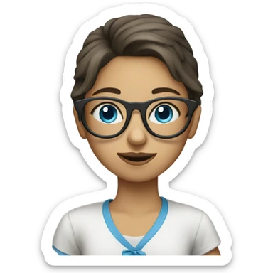 Blue eyed girl with glasses and cup sticker