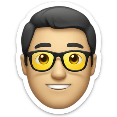 White man with yellow tinted glasses and black hair  sticker