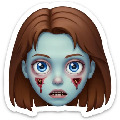 girl zombie brown hair and blue eyes sticker