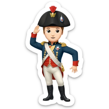 Napoleon Bonaparte in his iconic military uniform and bicorne hat dancing the Macarena dance sticker