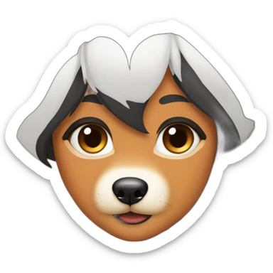 Black hair girl with orange color shiba inu dog next to her sticker