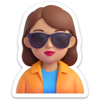 Remove the background, keep only the girl memoji with sunglasses in 3D cartoon style, transparent background. sticker