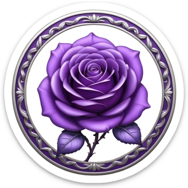 Purple shadow rose silver circle plaque sticker