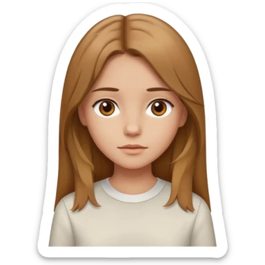 Fille brune clair raie au milieu cheveux long et yeux marron et peau beige cheveux lisse pas de4iere les oreilles  sticker