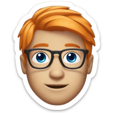 Orange hair, glasses,freckles, blue eyes sticker