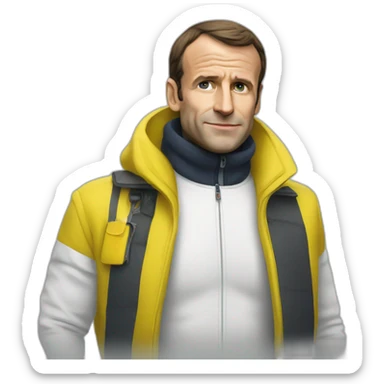 Macron avec un gilet jaune sticker