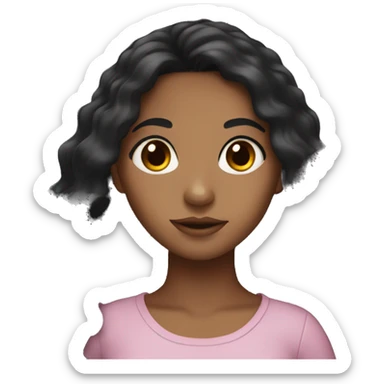 brown girl with long black hair and brown eyes sticker