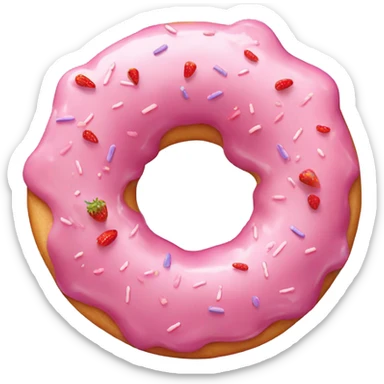 pink donut with lavender sprinkles and a strawberry on top sticker
