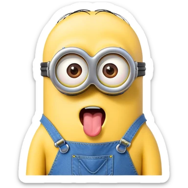 minion with tongue out sticker