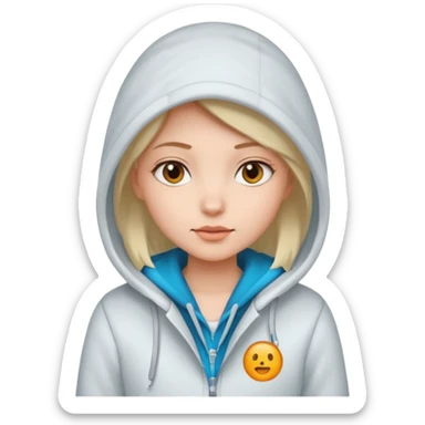 Girl, cold White Coat with Hoodie  sticker