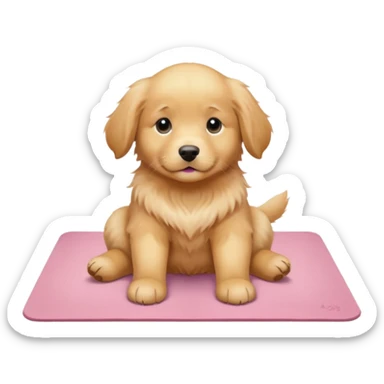 Sassy Golden retriever puppy on light pink yoga mat sticker