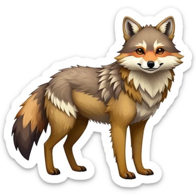 Colorful LiLaiRa-GriffSnuff-tanuki-greywolf-coywolf-Coyote-Fakémon-animal-creature, full body sticker