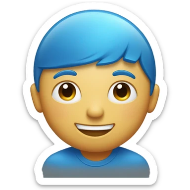 person with a blue top of head and a raindrop going down the cheek, but making a happy face sticker