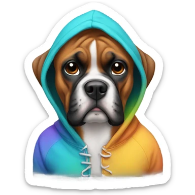 Boxer dog wearing hoodie sticker