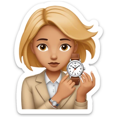 Girl looking at watch  sticker