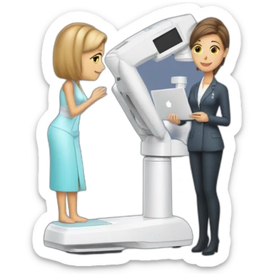 Posh-Radiologist-performing-breast-mammography-to-leni-klum sticker