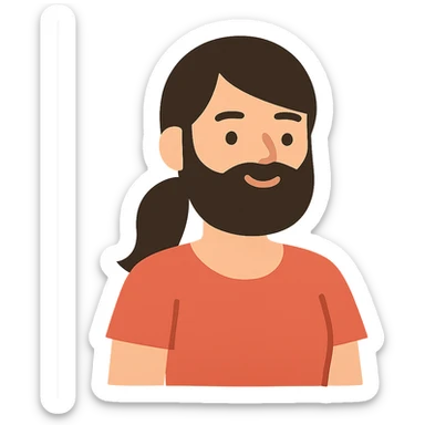 flat toon style woman with a beard sticker