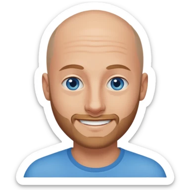 homme yeux bleus presque chauve et une barbe courte moins de chevaux et sourir sticker