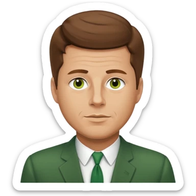 guy with a JFK style haircut that is medium brown. hazel eyes that lean green. light skin sticker