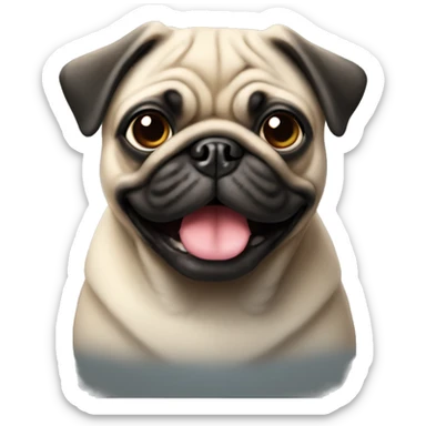 Cute pug facing sticker