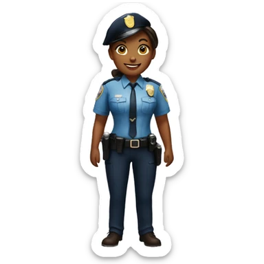 A police woman, brown skin, happy sticker