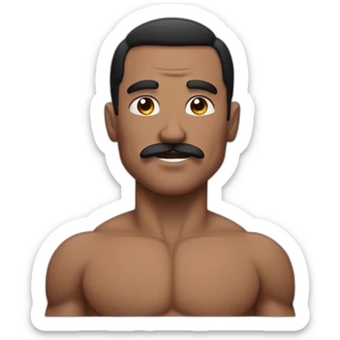 muscular man with black mustache sticker