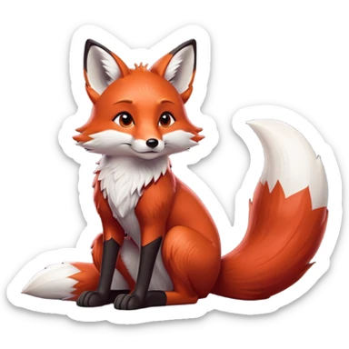 cinematic-noble [fox]-realistic-full-body-sitting-emoji,-tail-tucked-close,-head-tilted-dramatically,-fox-[red]-fur,-simplified-yet-realistic-focused-features,-highly-detailed,-glowing-with-an-almost-sarcastic-glow  expressive eyes sticker