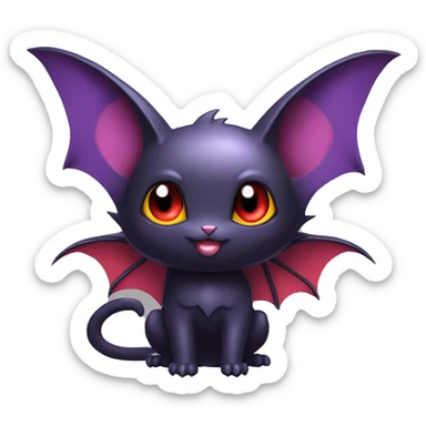 Cool Cute Edgy Dark Black Red Purple Batty Chibi Noibat-Cat-Pokémon-Fakémon-hybrid sticker
