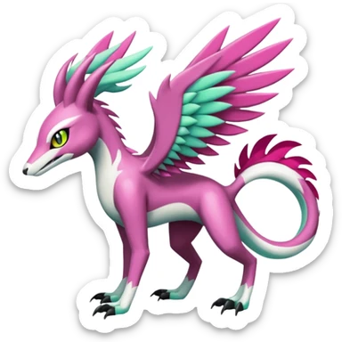 Meloetta-Sergal-Palkia-hybrid-fusion-Fakémon-creature, full body sticker