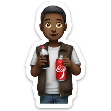 A boy drinking coke  sticker