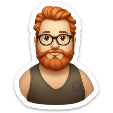 Chubby non binary Big lebowsky round glasses long venitian hair chaotic red and blond beard vaporizer sticker