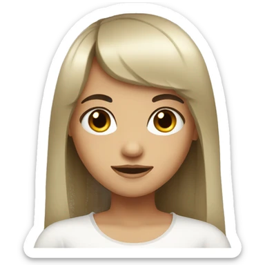 girl with long dark hair with bangs and black eyes sticker