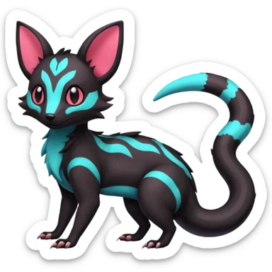 Neon pastel Salandit-Umbreon-Genet-Noivern-Civet-Hybrid (Full body) sticker