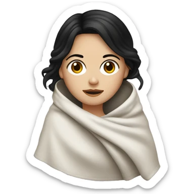 white girl with black hair under blanket  sticker