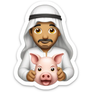 an arab man eating pig sticker