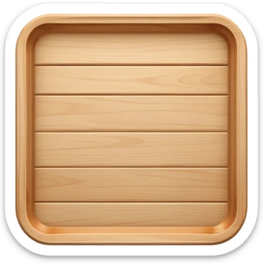 Light wooden rectangular tray in a top view and sharp edges. Aesthetic.  sticker