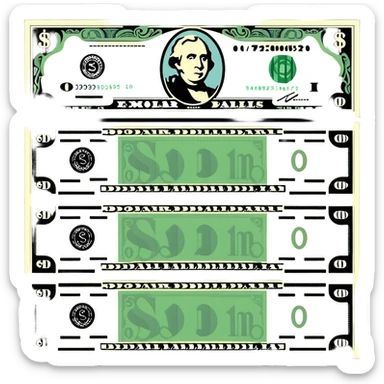 three dollar bills sticker