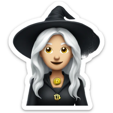 Witch with bitcoin, white skin, white hair  sticker