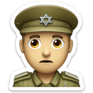 sad upset jewish combat solider magen david face sticker