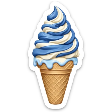 Blue cookies and cream ice cream on a cone sticker