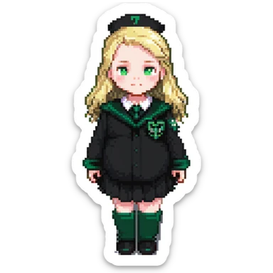 pregnant male in Slytherin uniform, blonde hair, pale skin sticker