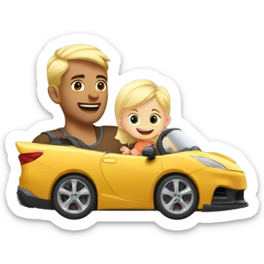 blonde dad plays cars with babyson sticker