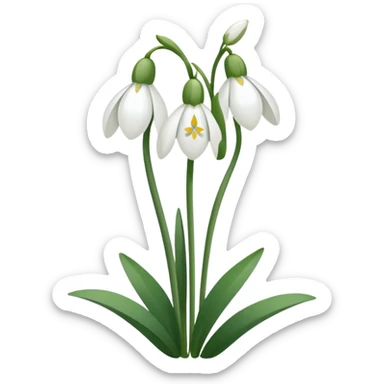 snowdrop, two blossoms, simple sticker