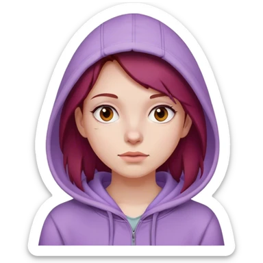 Dark red hair Girl wearing a lilac colored hoodie  sticker