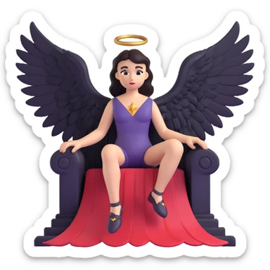 fallen angel sitting on a throne sticker