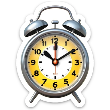 an alarm clock ringing at sunrise, simple and expressive sticker