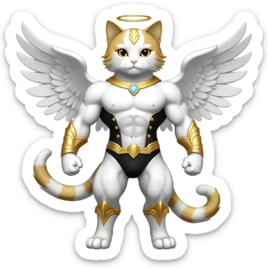 Mega neon unicorn dragon hydra hyper rare golden penguin Golden Divine god angel Omni Black and white Super muscular Buff sigma Gigachad cat full body tuxedo colored  sticker