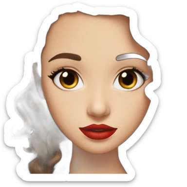 brown hair, black outfit, white girl, red lips, looking directly camera, e girl sticker