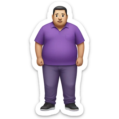 fat chinese man wearing purple shirt and purple pants sticker