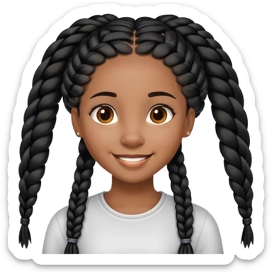 African american girl with long black braids smiling sticker